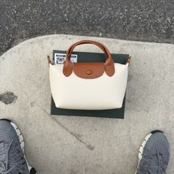 Longchamp Leather Small Milky White