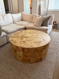 Round Burl Wood Coffee Table