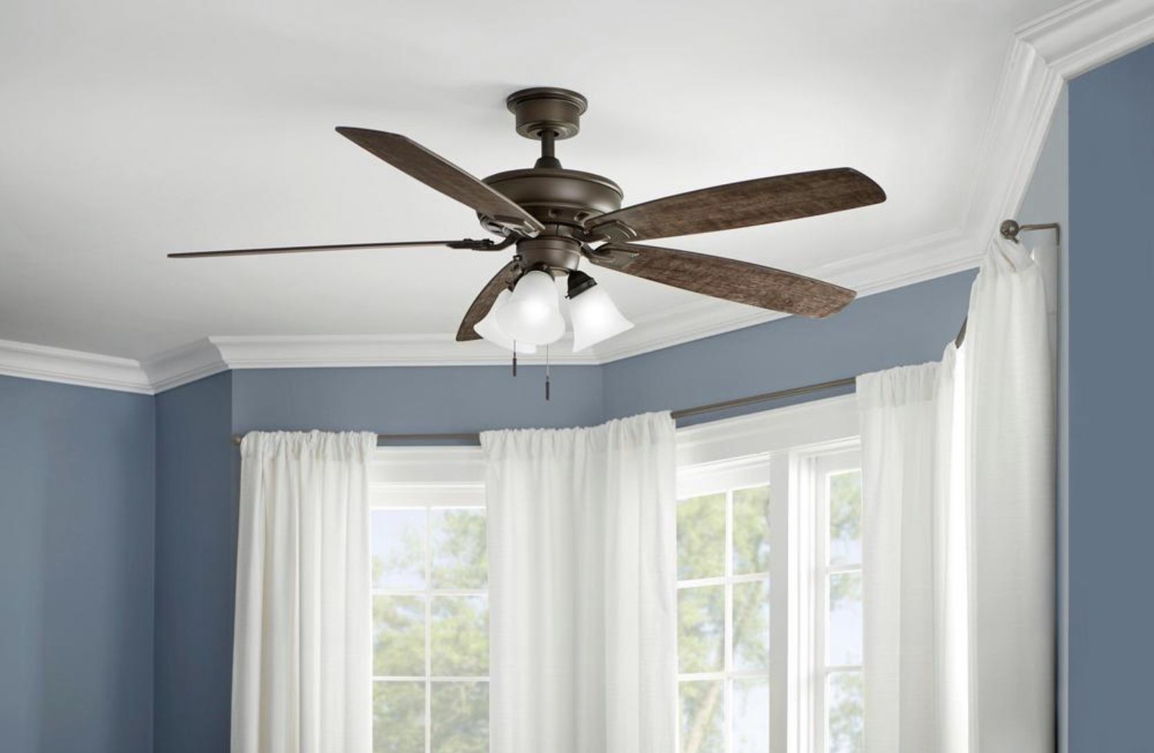 Hampton Bay Wellton 60 in LED Espresso Bronze DC Motor Ceiling Fan with