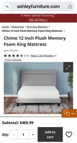 Memory Foam king mattress - 12 inch, Ashley Furniture