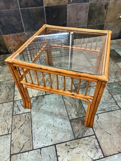 Bamboo Coffee Table Glass Top