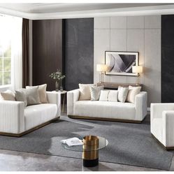 Cream Gold Velvet Sofa Furniture Set