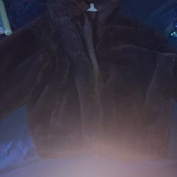 Brow Fluffy Crop Top Puffy Coat 