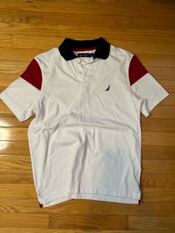 Nautica Red & White Polo Shirt Small