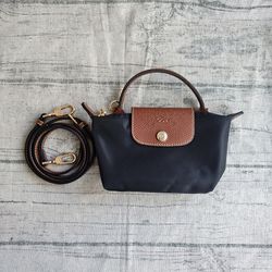 Longchamp Black And Brown Mini Crossbody Bag 