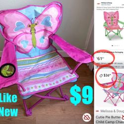 $9 Cutie pie Butterfly 🦋 Kids Foldable Camping/Beach chair like new