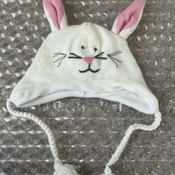 D&Y Beanie One Size UNISEX White Rabbit Animal Hat EarFlap Fleece Lining