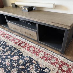 Solid wood industrial style TV media stand