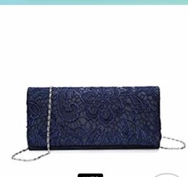 Women's Elegant Floral Lace Evening Clutch Prom Handbag Wedding Purse