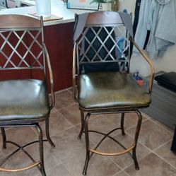 Two Swivel Bar Chairs With Back Rest & Arm Rest