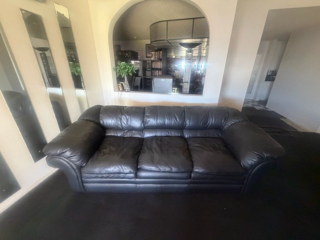 Black Leather Couch and Recliner 