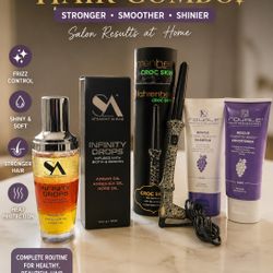 💜 Luxury Hair Bundle – Professional Curling Wand + Hair Treatment Set ✨