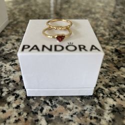 Pandora Gold Ring Set Size 6
