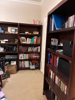 3 Dark Wood Bookcase Shelving Units