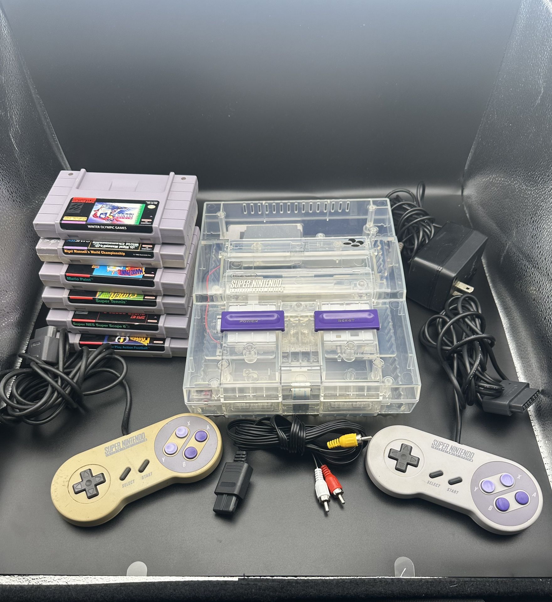 Super Nintendo Clear Shell Bundle! Working!