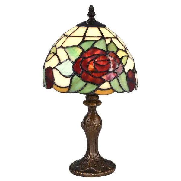SPRINGDALE Lighting 14.5 in. Indian Rose Antique Bronze Table Lamp with Tiffany