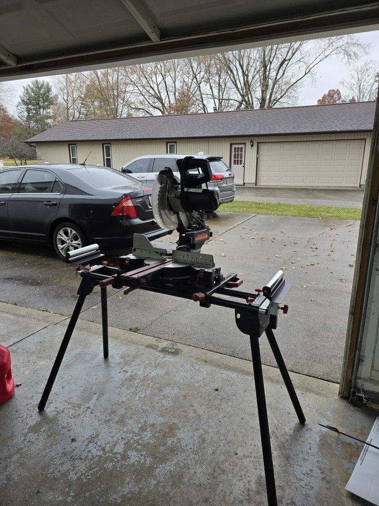 Craftsman 10-inch single-bevel sliding corded miter saw.