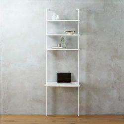 CB2 Stairway 96" White Metal Wall Mount Bookcase & Desk  Exclusive