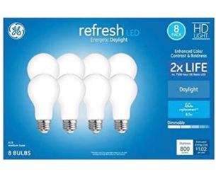 GE Refresh 60-Watt EQ A19 Daylight Dimmable LED Light Bulb (8-Pack)