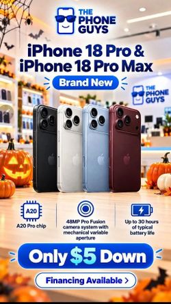 AVAILABLE NOW! - APPLE 18 Pro & Pro Max SERIES UNLOCKED - 5 DOLLARS DOWN NO CREDIT NEEDED!