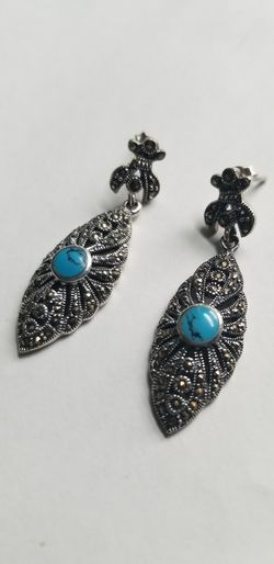 .925 Sterling Silver Turquoise Earrings