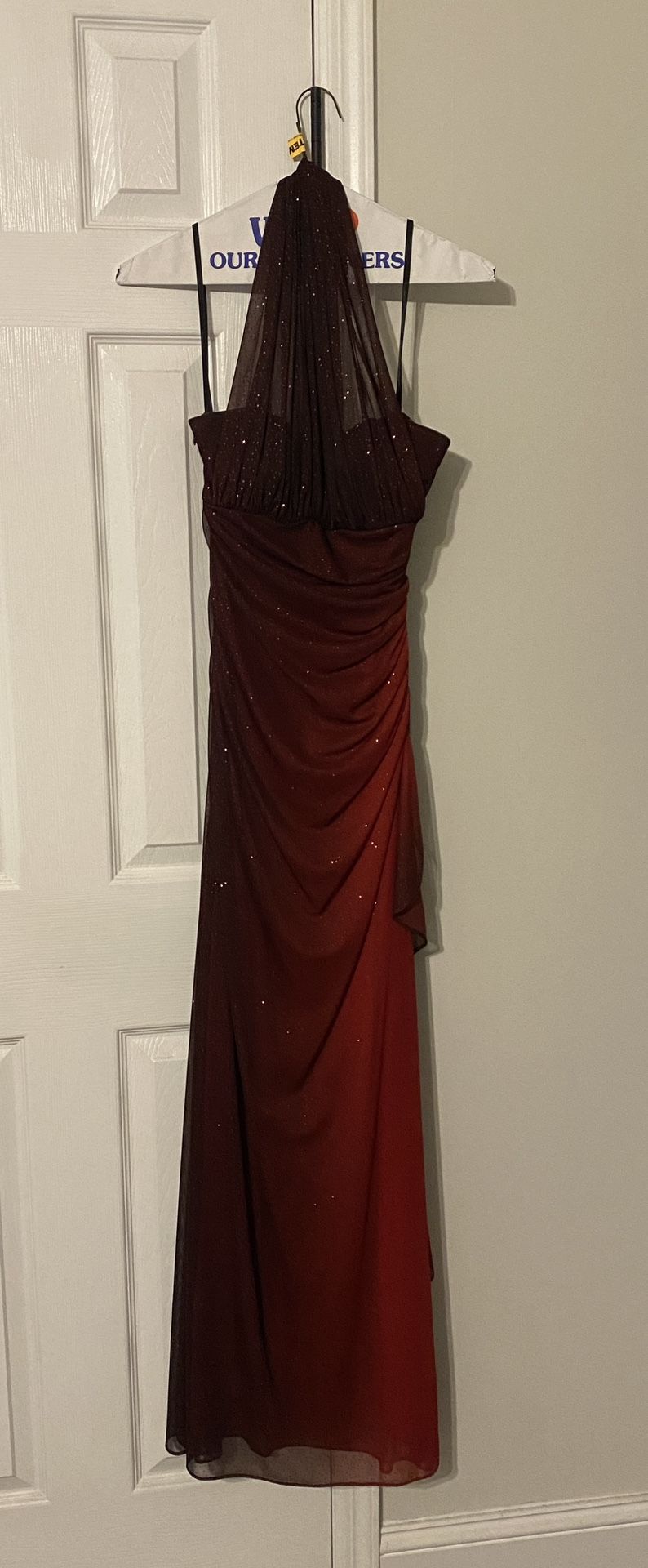 Red Ombré Mermaid Long Gown Ball Dress Glitter