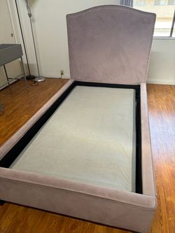 $50 Lilac Velvet Twin Bed Frame + Box Spring (no mattress)