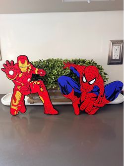 Spider-Man and iron man wall decor