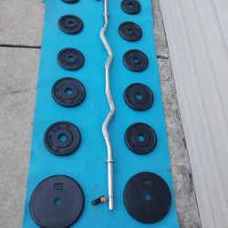 1" Curl Bar / Clips/ Weights 