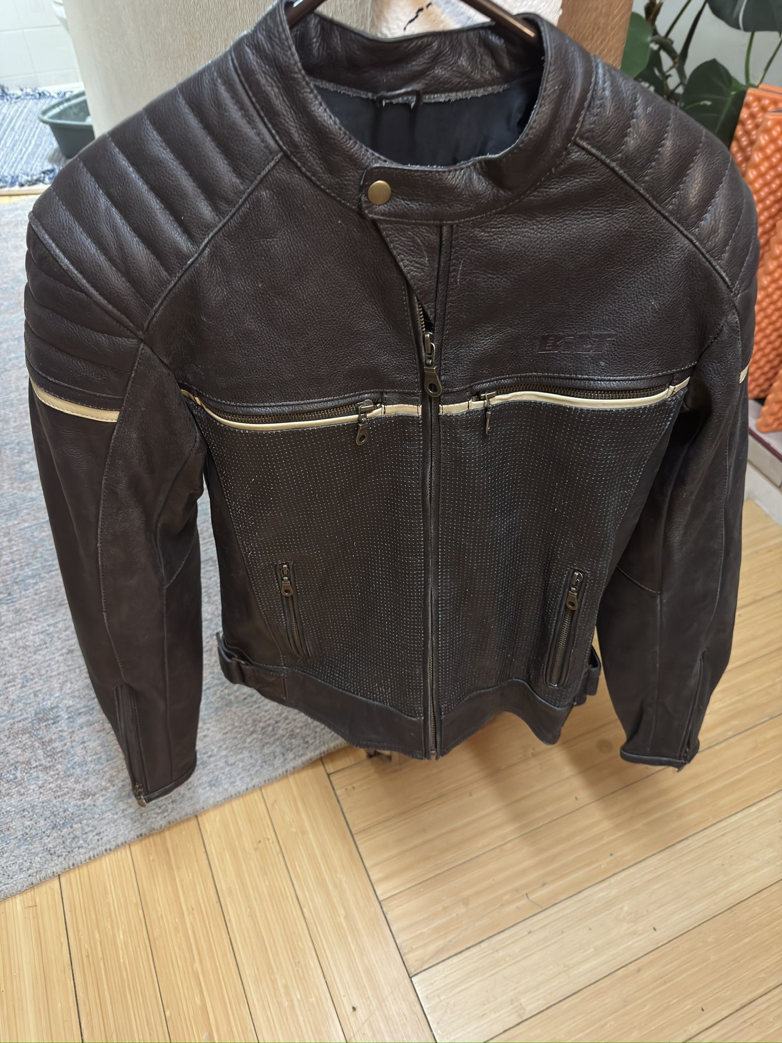 BILT Alder 2 Leather Motorcycle Jacket (BROWN) - Used