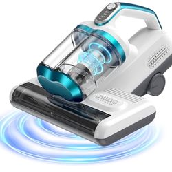 Bed Vacuum Cleaner Mattress Vacuum with 16Kpa Suction 253.7nm UV-C Light, 30000 RPM/Min Dual Brushroll Rotation & HEPA Filter & Heating & Ultrasonic T