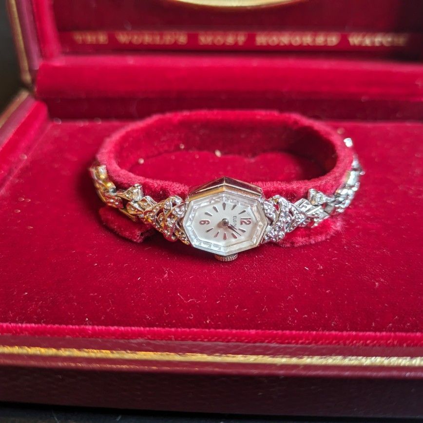 14k White Gold And Diamond Watch 