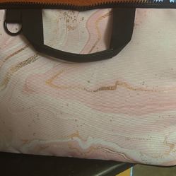 New  Thin Padded Laptop , IPad Shoulder Bag. Pink Marble Design
