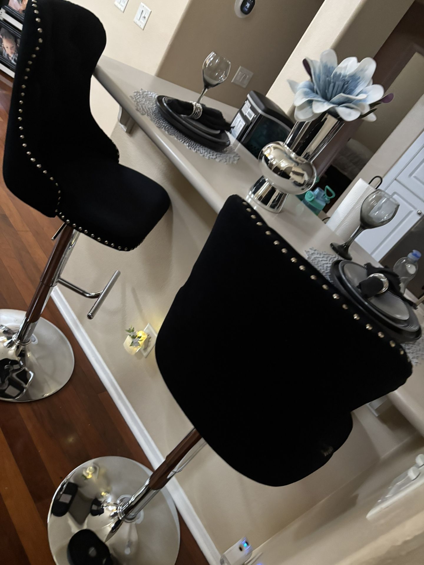 Two Black Bar Stools