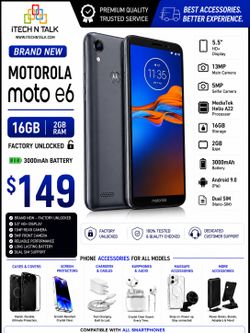 Motorola E6 Unlocked Smartphone New