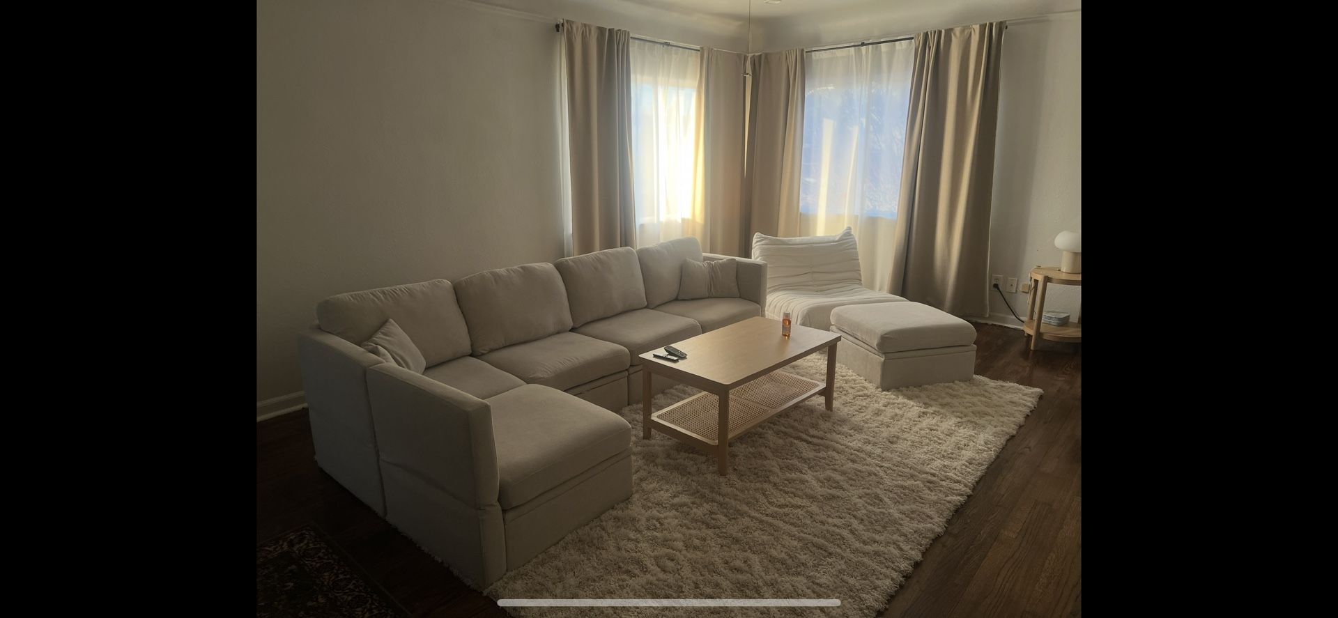 Beige Modular Sectional Sofa with storage