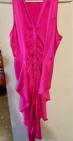DO+BE Pink Satin Shirt Dress Sleeveless Collared Button Tie Waist Midi S