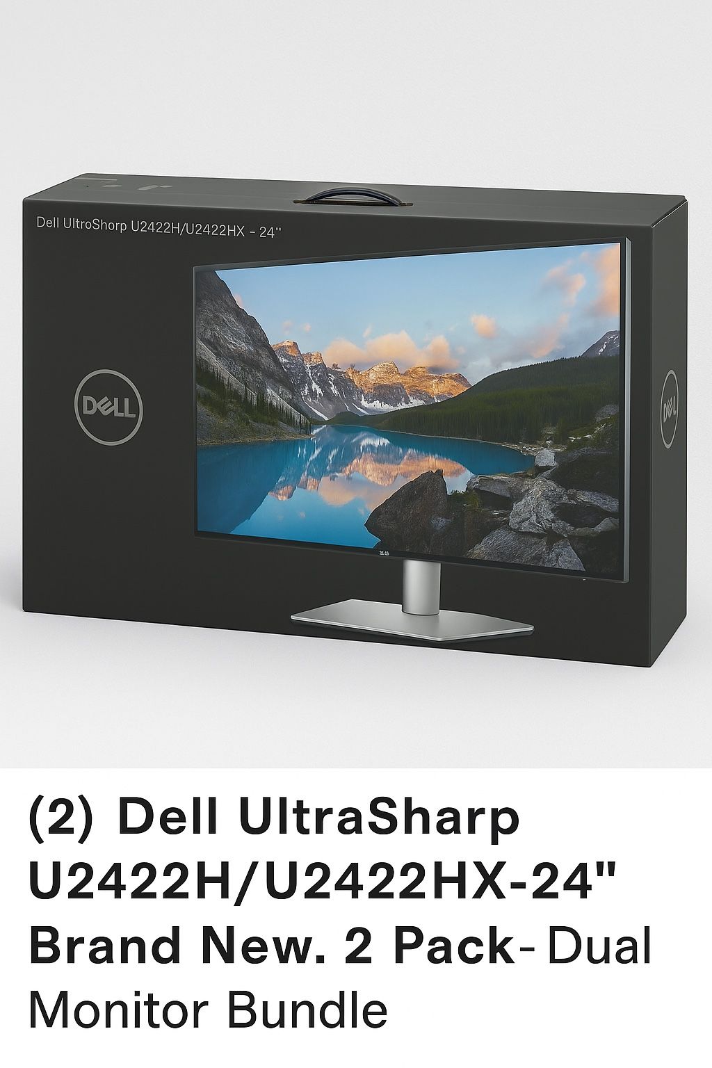 2) Dell U2422H/U2422HX 24” Monitors + Accessories – Brand New
