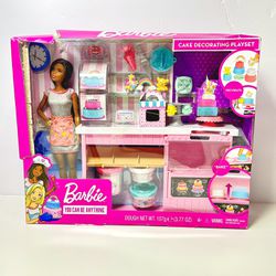 Barbie Cake Decorating Playset with Brunette Doll, Baking Island with Oven