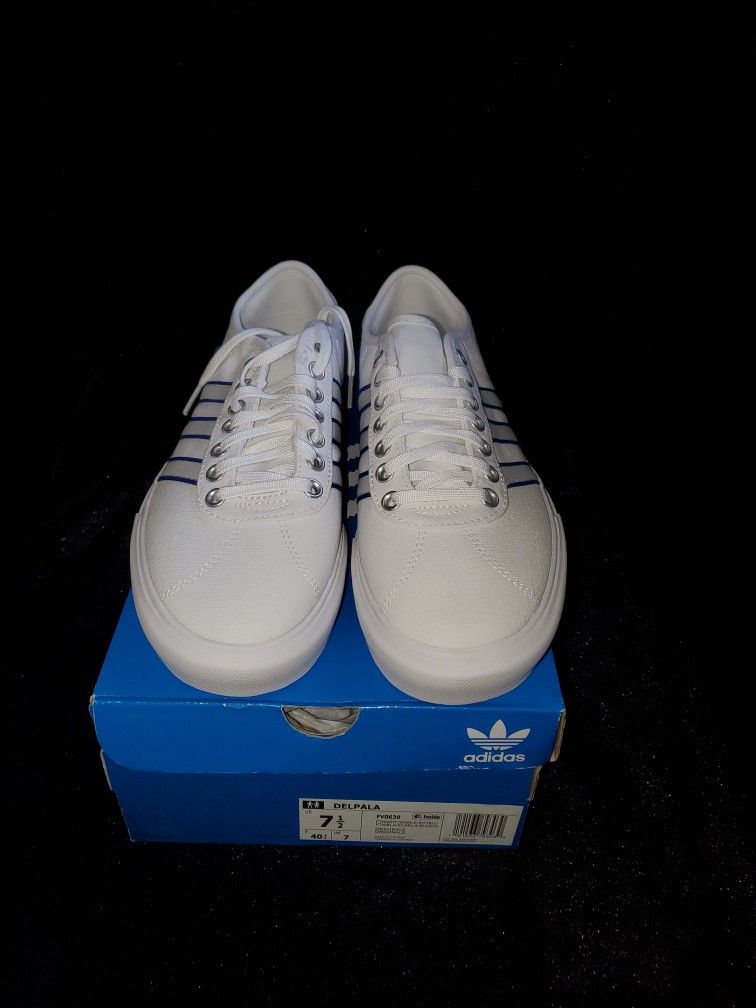 adidas gazelle silver green womens Adidas Originals Delpala Low Canvas Trainers UK9.5/US10/EU44 FV0635 White   VintageTrainers