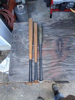 Lot of 2 Wood Baseball Bats and 1 metal.