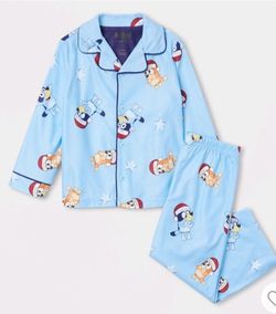 New Toddler Sz 18 m Unisex Boy or Girl 2pc Bluey Bingo Christmas Blue Pajama Set