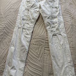 Jordan Craig Collins Jeans Mens 34x32 White Distressed Slim Denim Pants