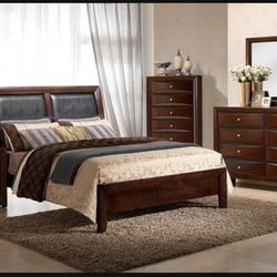 MODERN NEW EMILY MERLOT QUEEN BEDROOM SET ON SALE ONLY $899. EASY FINANCING 