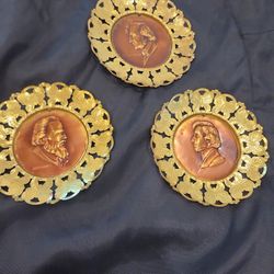 Vintage  Famous Composers Brass Copper Collectible Wall Plaque