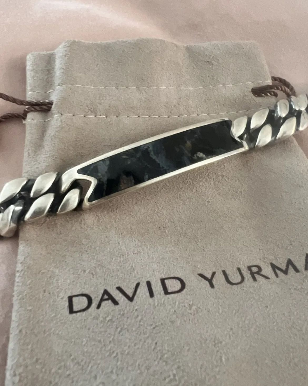 Men's David Yurman Curb Chain ID Bracelet with Pietersite, 14.5mm