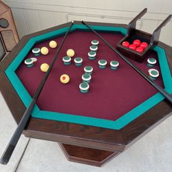 Bumper Pool And Poker Table W/ 4 Chairs
