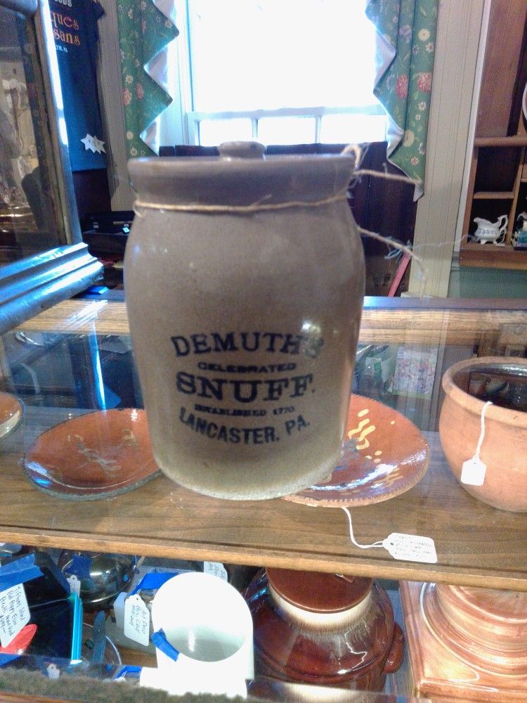 Antique Lancaster Snuff Crock With Lid