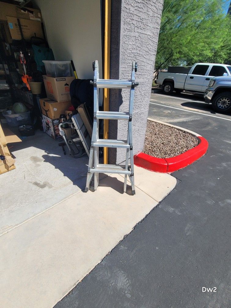 18 ft. Reach Height Aluminum Multi-Position Ladder, 300 lbs. Load Capacity