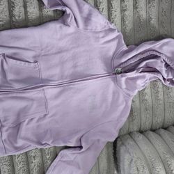 Pink Teenage Girl Zip Up Purple Hoodie